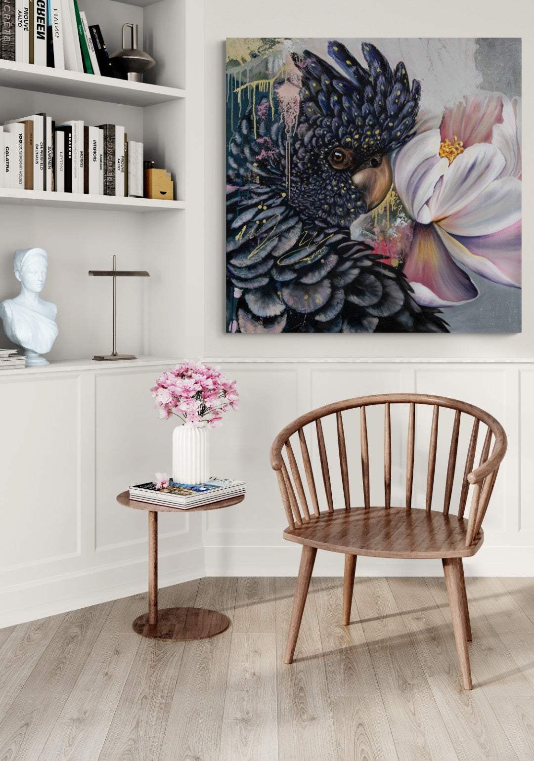 homely-room-with-bookcase-and-wooden-chair_Large_611da5cc-f886-41cb-8652-6c8dc48eef41 - KAYCI KAYLA FINE ART